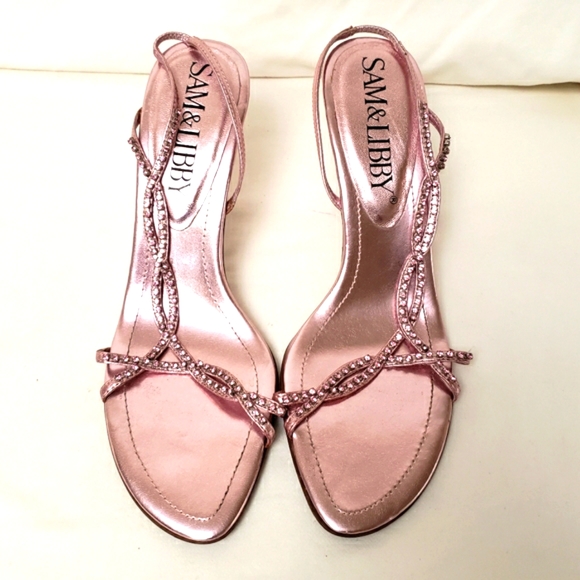 Sam And Libby Pink Kitten Heels Pink Faux Diamond Upper Leather Size 9 - Picture 2 of 7